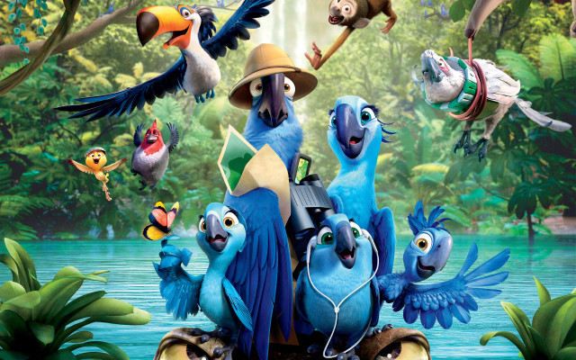 Birds flying river trees background free wallpaper - medium preview image