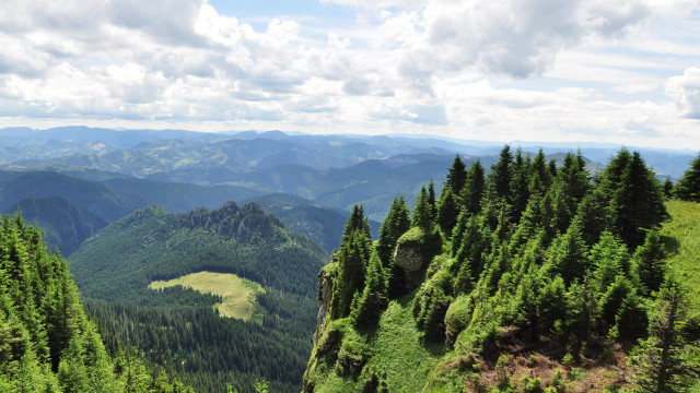 Valley trees mountains clouds sky free wallpaper - medium preview image