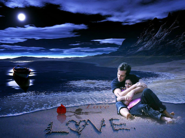Love beach man woman boat free wallpaper - medium preview image