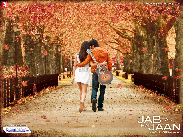 Couple fall path guitar orange free wallpaper - medium preview image