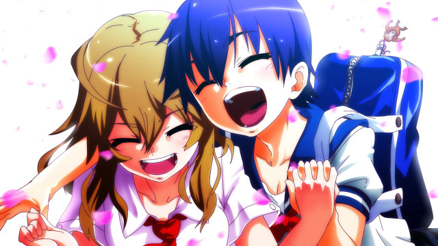 Girls hugging laughing backpacks friends free wallpaper - medium preview image