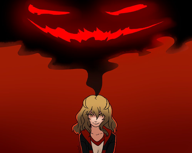 Girl red background scary face free wallpaper - medium preview image