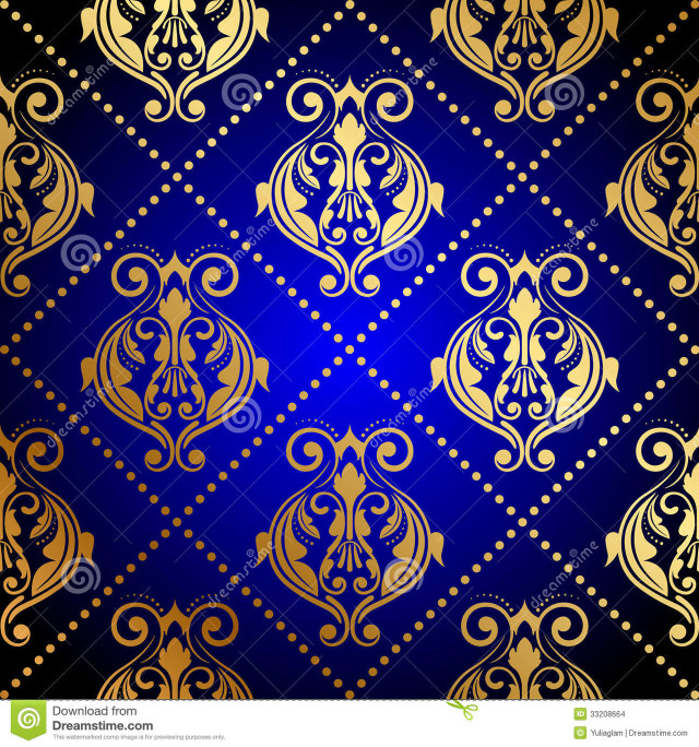 Blue gold background ornate pattern free wallpaper - medium preview image
