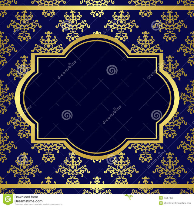 Blue gold background gold frame free wallpaper - medium preview image