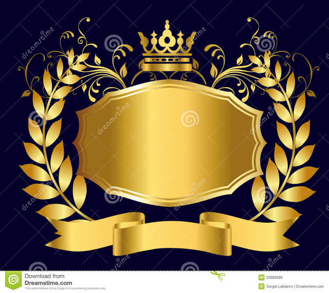 Golden emblem crown ribbon black free wallpaper - medium preview image