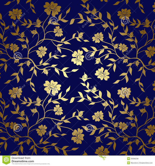Blue gold floral cloisonnism leaf free wallpaper - medium preview image