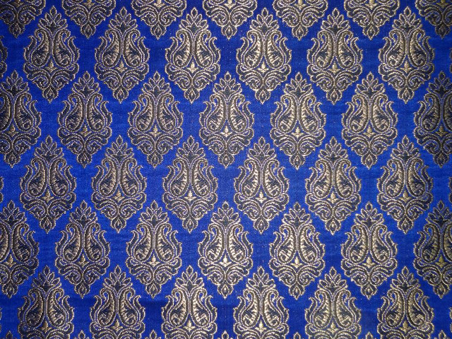 Blue gold patterned fabric side free wallpaper - medium preview image