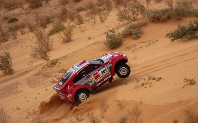 Red truck desert sand dunes free wallpaper - medium preview image