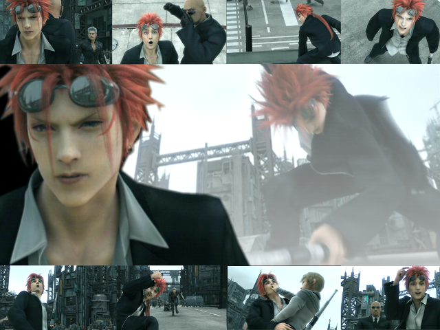 Redhair man black suit cityscape free wallpaper - medium preview image