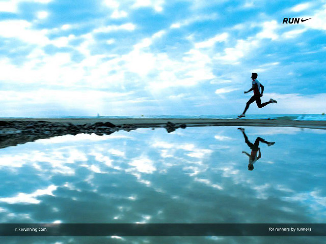 Man running beach sky clouds free wallpaper - medium preview image