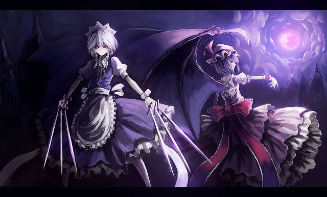 Anime gothic characters glowing light free wallpaper - medium preview image
