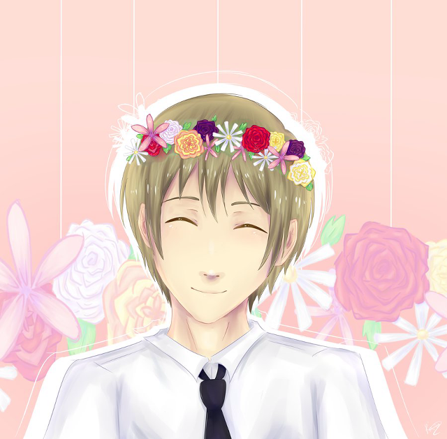 Man tie flower crown staring free wallpaper - medium preview image