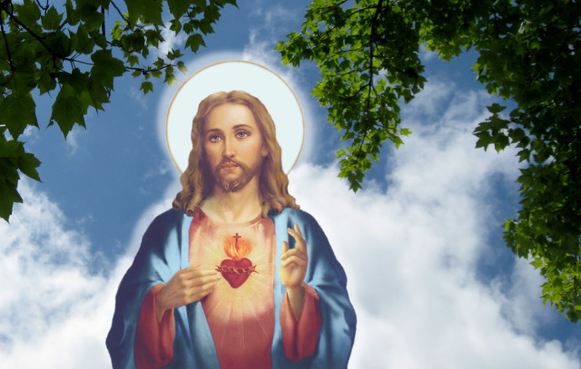 Jesus holding heart sky clouds free wallpaper - medium preview image