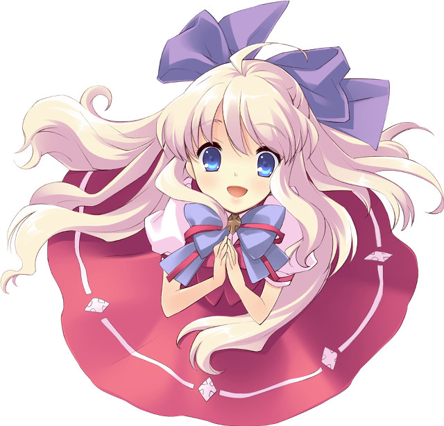 Blonde girl blue bow pink free wallpaper - medium preview image