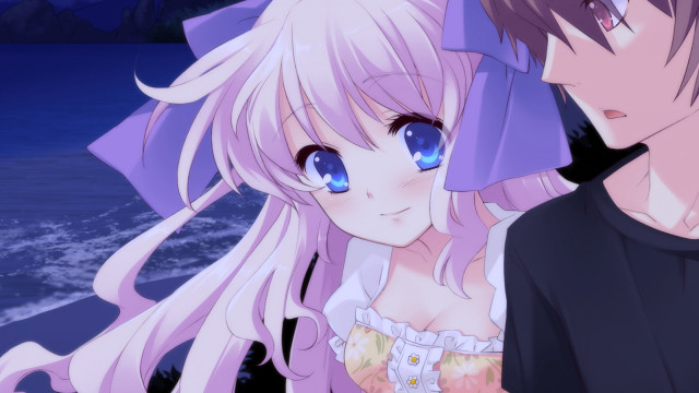 Anime couple ocean night blue free wallpaper - medium preview image