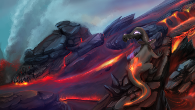 Lizard lava mountain fire dragon free wallpaper - medium preview image
