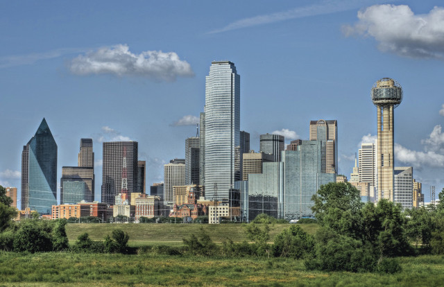 City skyline clock tower grassy free wallpaper - medium preview image