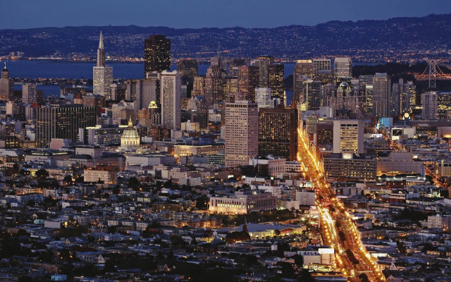 City night lights bridge background free wallpaper - medium preview image