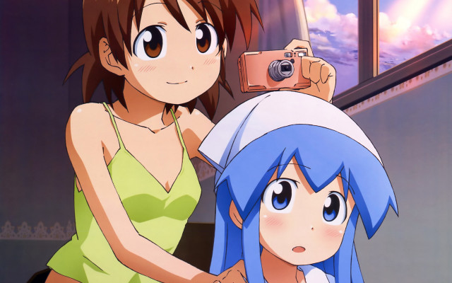 Anime girls selfie window sky free wallpaper - medium preview image