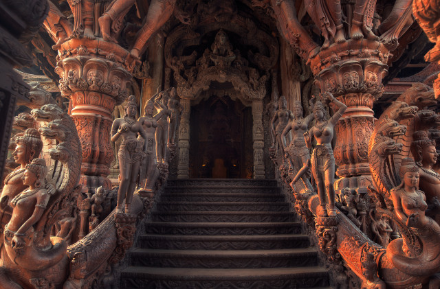 Ornate staircase statues sculptures doorway free wallpaper - medium preview image