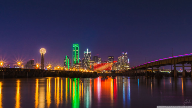 City skyline bridge lights reflection #2 free wallpaper - medium preview image