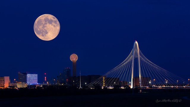 Full moon city skyline bridge #2 free wallpaper - medium preview image