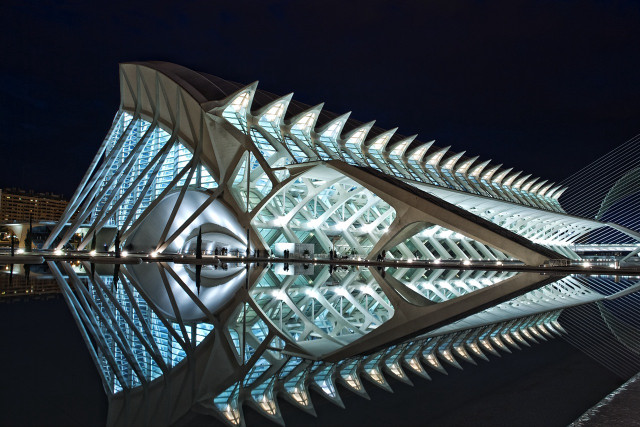 Building large glass window nighttime free wallpaper - medium preview image