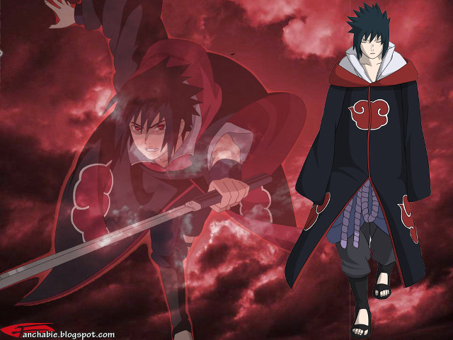 Anime characters red black background free wallpaper - medium preview image