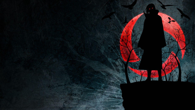 Person red moon bats flying #2 free wallpaper - medium preview image