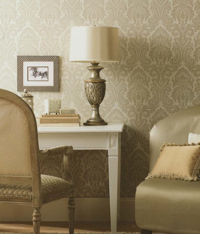 Chair table lamp room wallpapered free wallpaper - medium preview image