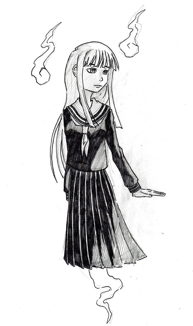 Girl cigarette dress drawing artwork free wallpaper - medium preview image