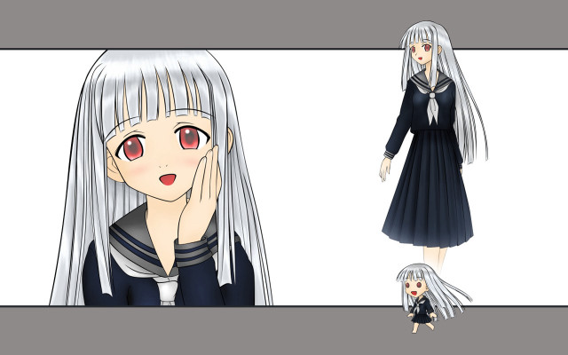 Girl white hair red eyes free wallpaper - medium preview image
