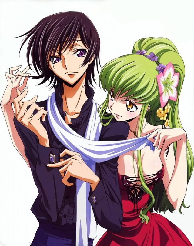 Anime couple green hair blue free wallpaper - medium preview image