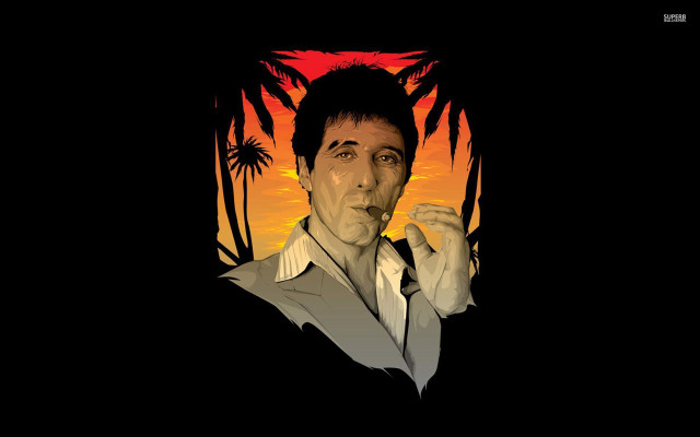 Man smoking cigarette sunset palm free wallpaper - medium preview image