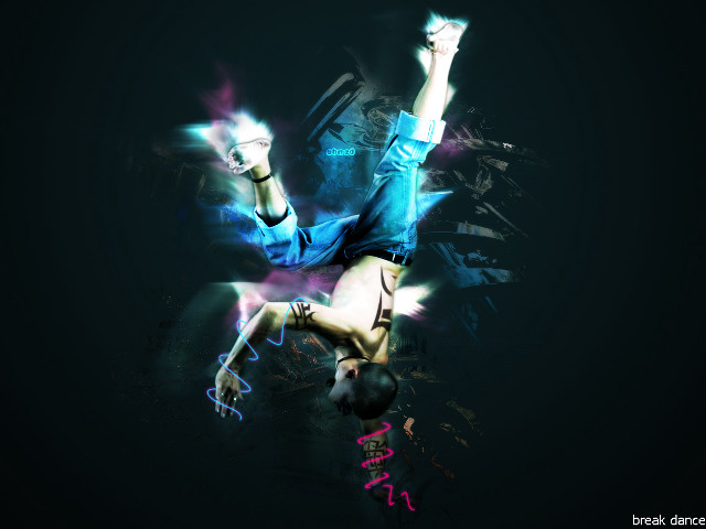 Dancing woman blue shirt purple free wallpaper for desktop - medium preview image