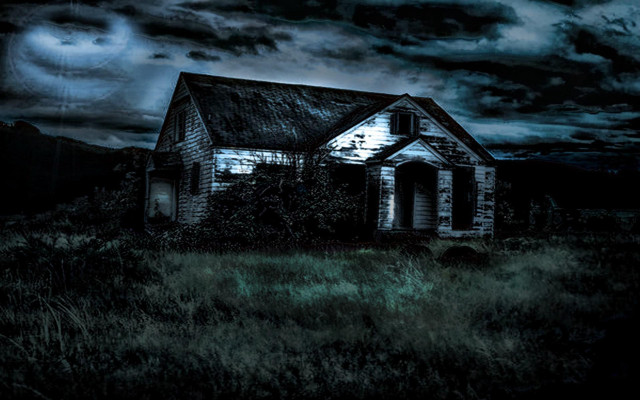 Creepy house field full moon free wallpaper - medium preview image
