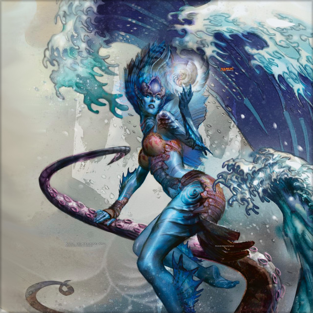 Woman sword wave giant creature free wallpaper - medium preview image