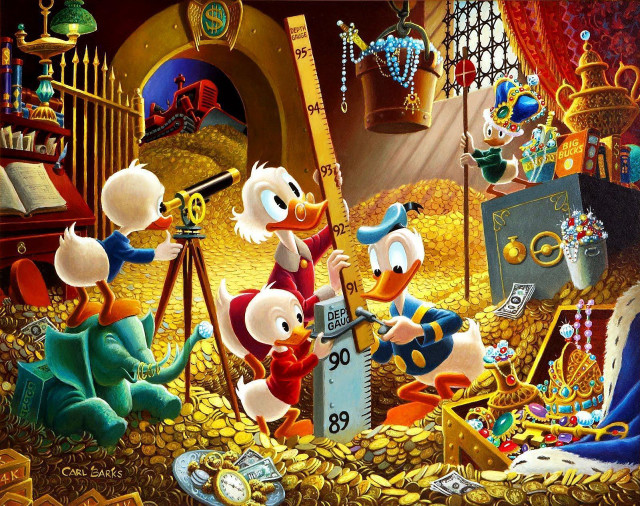 Ducks painting clock room gold free wallpaper - medium preview image
