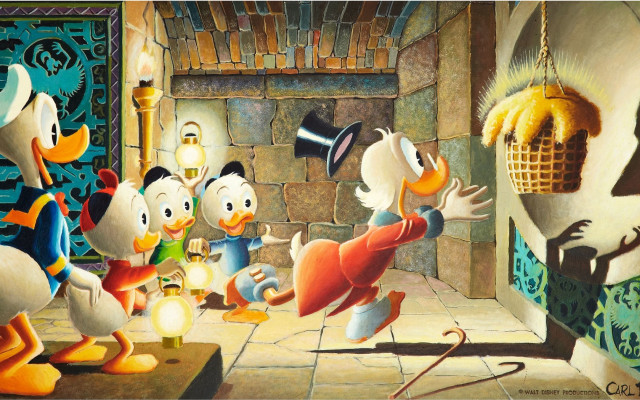 Cartoon characters room fireplace clock free wallpaper - medium preview image