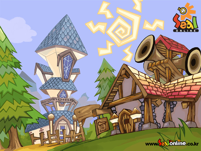 Cartoon house windows trees front free wallpaper - medium preview image