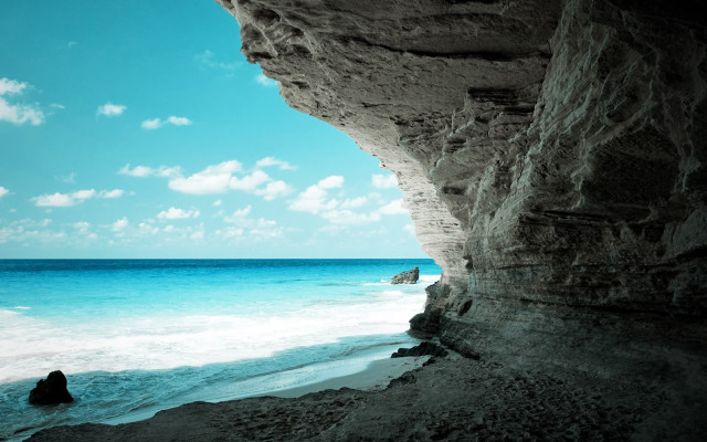 Beach cliff ocean blue sky free wallpaper - medium preview image