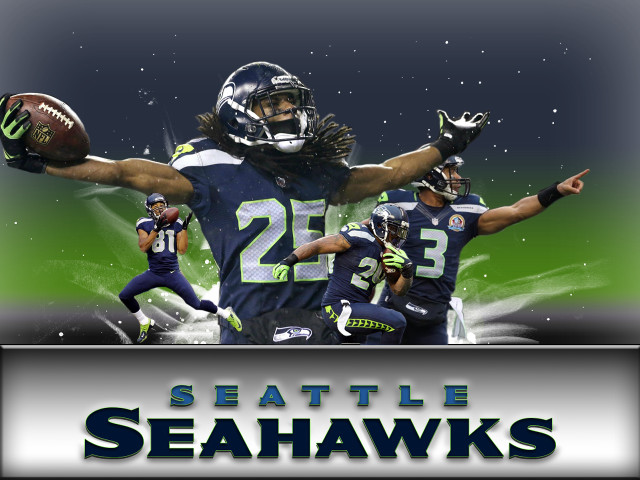 Seattle football player arms outstretched free wallpaper - medium preview image