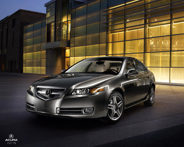 Silver acura parked building night free wallpaper - medium preview image