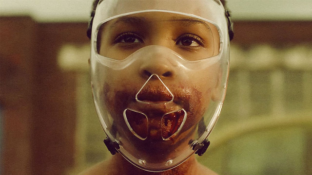 Young boy plastic mask nosepiece free wallpaper - medium preview image