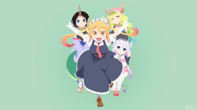 Anime characters group green blue free wallpaper - medium preview image