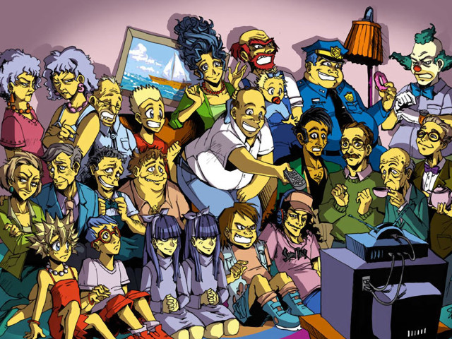 People tv lamp cartoon group free wallpaper - medium preview image