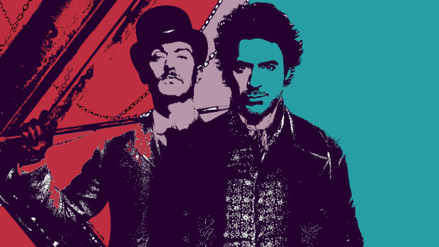Two men red blue background free wallpaper - medium preview image