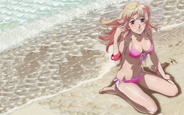 Woman bikini beach ocean wave free wallpaper - medium preview image