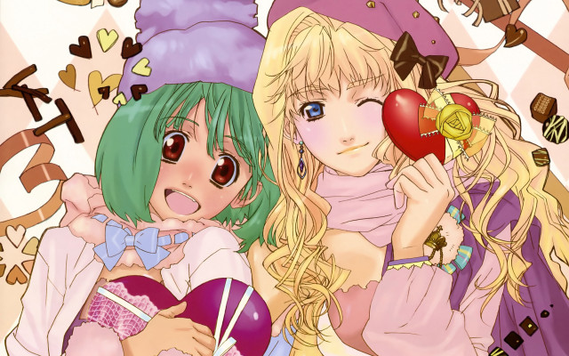 Anime girls hearts hats cute free wallpaper - medium preview image