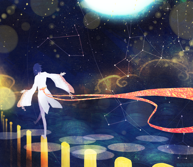Woman flying kite stars circles free wallpaper - medium preview image